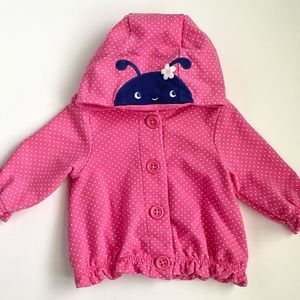 Gymboree Baby Girl Pink Polka Dot Ladybug Button-up Hoodie Jacket